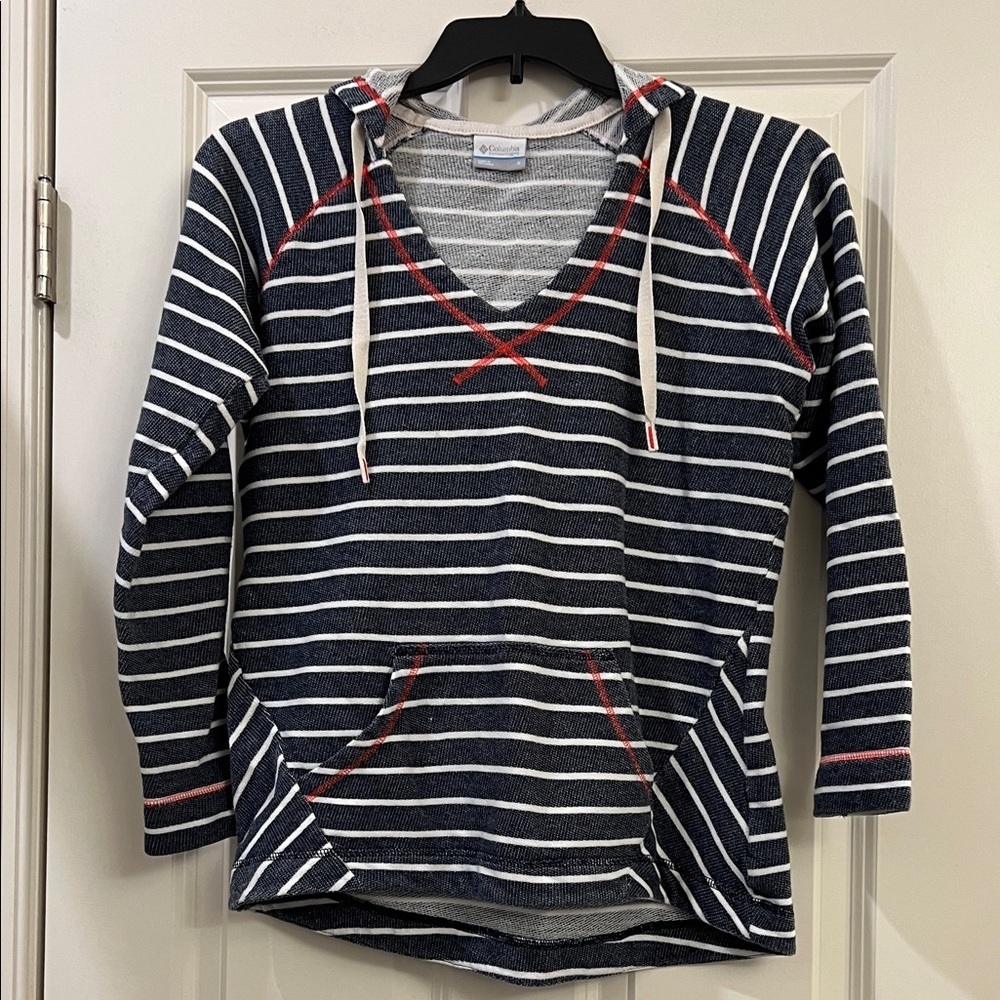 Columbia Striped Navy and White Women's Hoodie